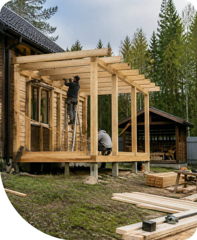Строительство пристроек и построек на участке в Губкине