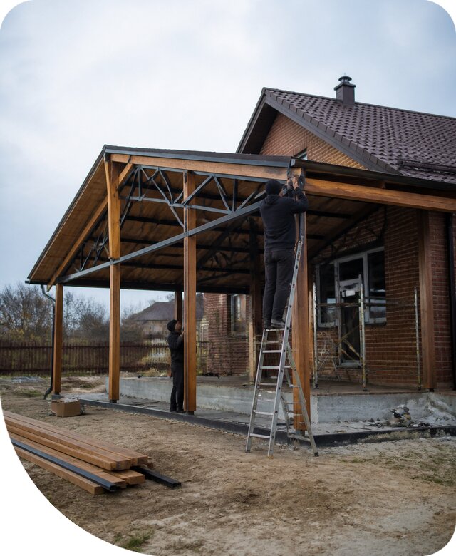 Пристройка навеса к дому и участку в Губкине под ключ